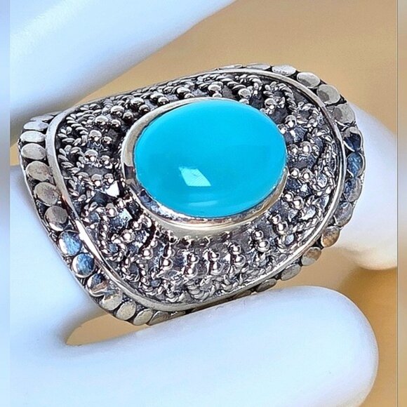 925 Sterling Silver Ring Sz 6.5 with Natural Chalcedony 14x10mm - Picture 13 of 13